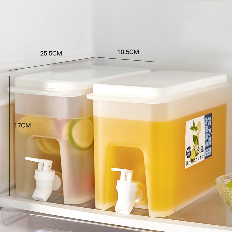 3.5L Water Kettle With Faucet Beverage Dispenser Cold Juice Lemonade Drinks Bucket Liquid Storage Tank Outdoor Fridge Organizers