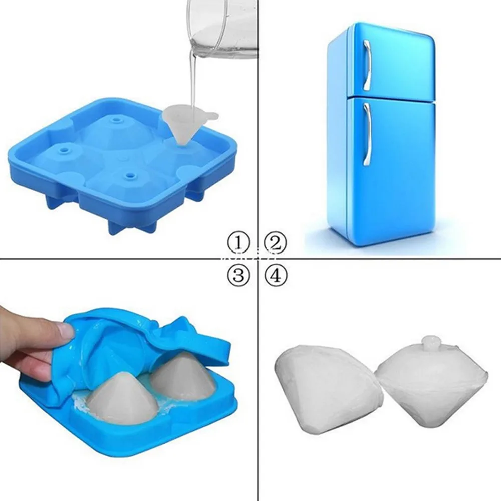 Silicone Mold Ice Cube Maker Chocolate Mould Tray Ice Cream DIY Tool 3D Form Whiskey Wine Cocktail Ice Cube Trays Molds