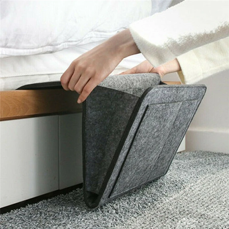 Felt Bedside Storage Bag Organizer Bed Desk Bag Sofa TV Remote Control Hanging Caddy Couch Storage Organizer Bed Holder Pockets