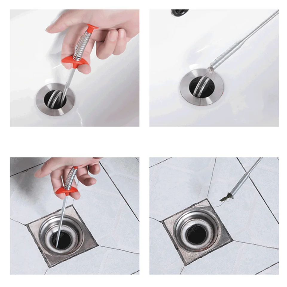 Flexible Sink Claw Pick Up Kitchen Cleaning Tools Pipeline Dredge Sink Hair Brush Cleaner Bend Sink Tool With Spring Grip