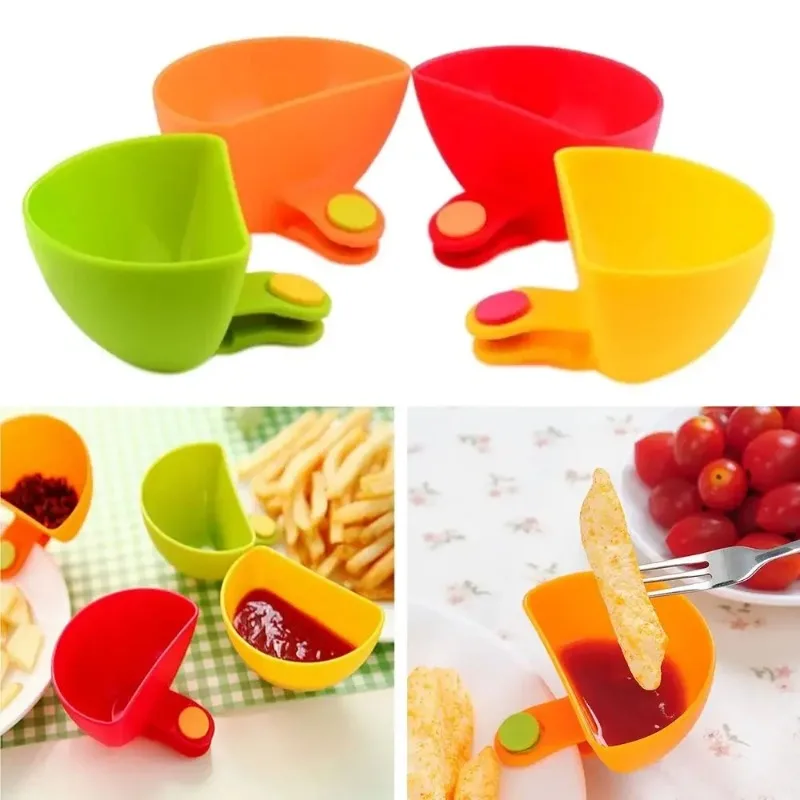 1PC Storage Box Assorted Seasoning Sugar Salad Tomato Sauce Dishes Kitchen Clip Bowl Dip Containers for Spices Salt Shaker